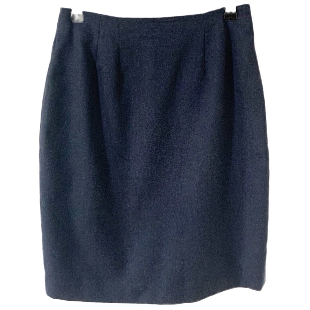 Valarie Stevens 100% Wool Fully Lined Pencil Skirt Back Invisible Zipper Blue 🟦